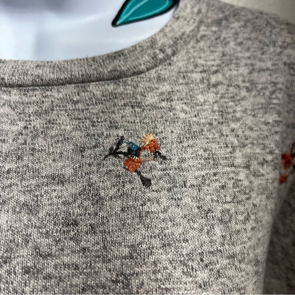 Gray Orange Floral Long Sleeve Peplum Top - Picture 2 of 3